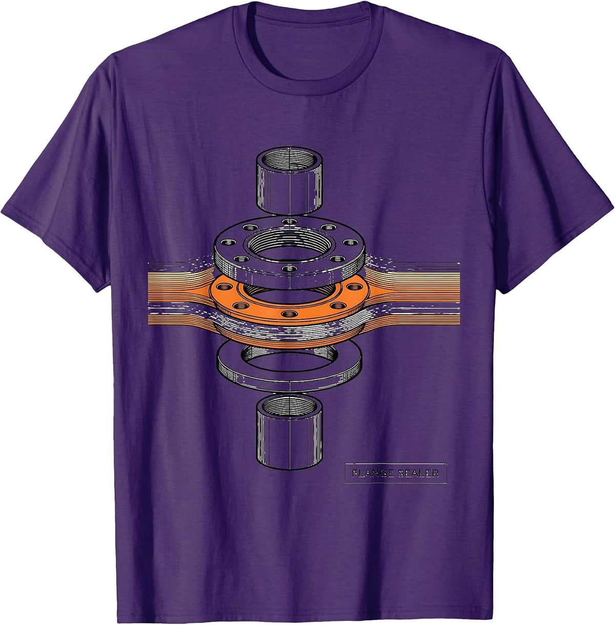 Men's Flange Sealer Exploded Pipe Flange Plumbing Humor Gift T-Shirt - Purple