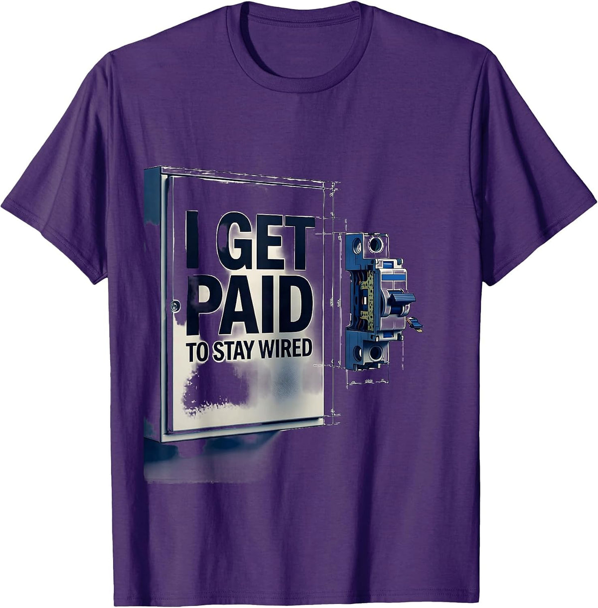 Men's I Get Paid To Stay Wired Funny Electrician Lineman Gift T-Shirt - Purple