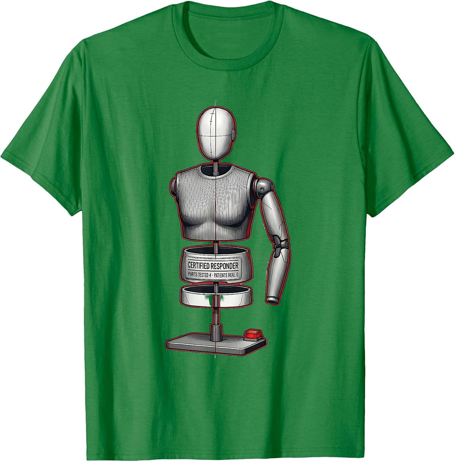 Men's Certified Responder: Parts Tested 4, Patients Real 0 Funny T-Shirt - Kelly Green
