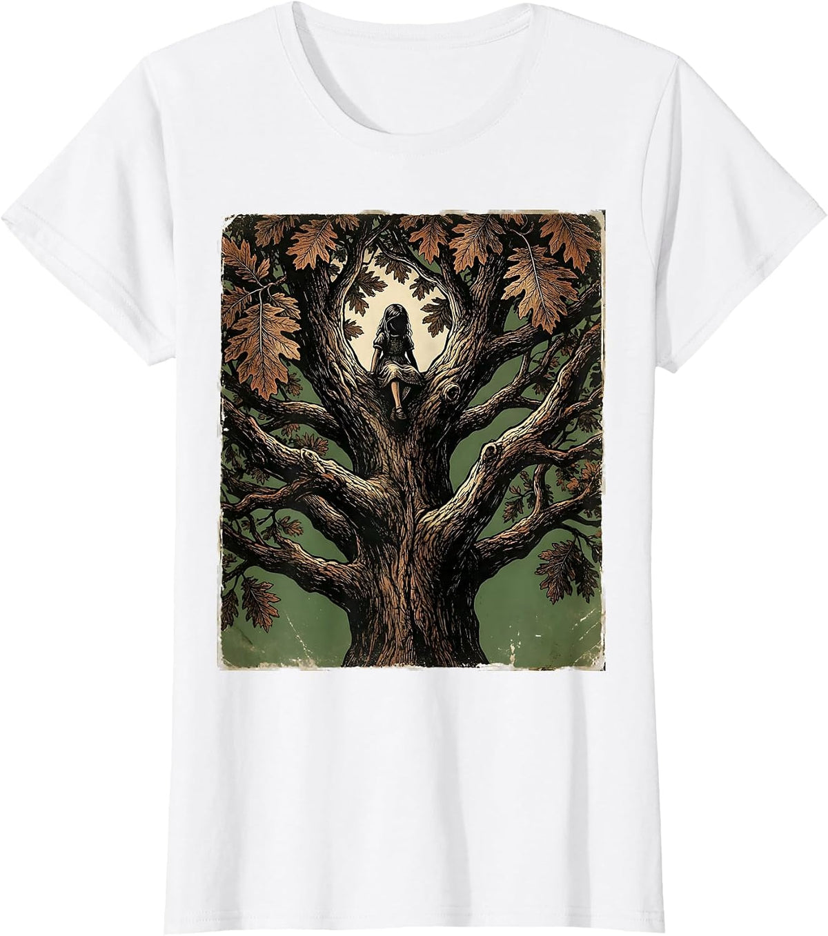 Women's Favorite Daughter Oak Tree Climbing Girl Design T-Shirt - White
