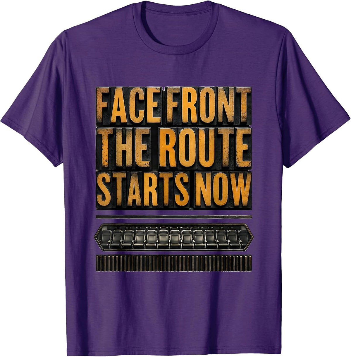 Men's Face Front The Route Starts Now Funny School Bus Driver T-Shirt - Purple