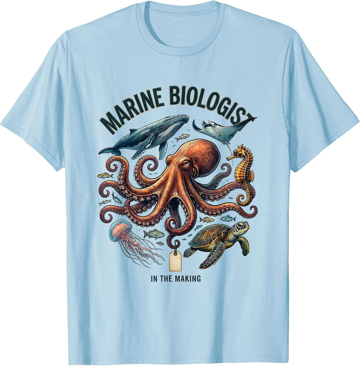 Men's Marine Biologist In The Making Octopus Sea Creature Nature T-Shirt - Baby Blue