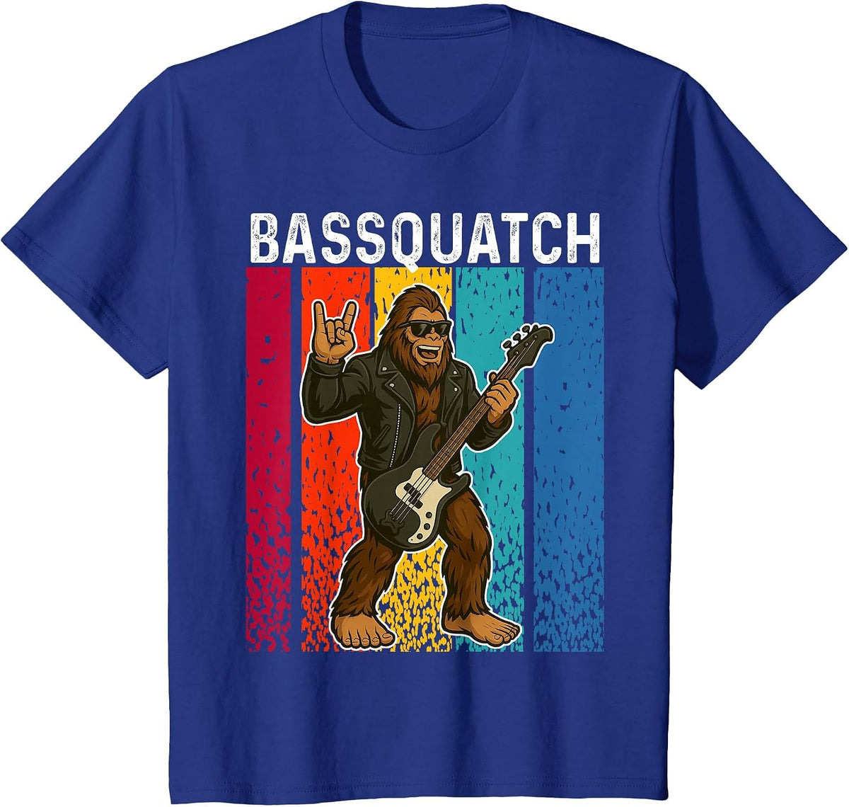 Bassquatch Bigfoot Playing Bass Guitar Funny Sasquatch T-Shirt - Royal Blue