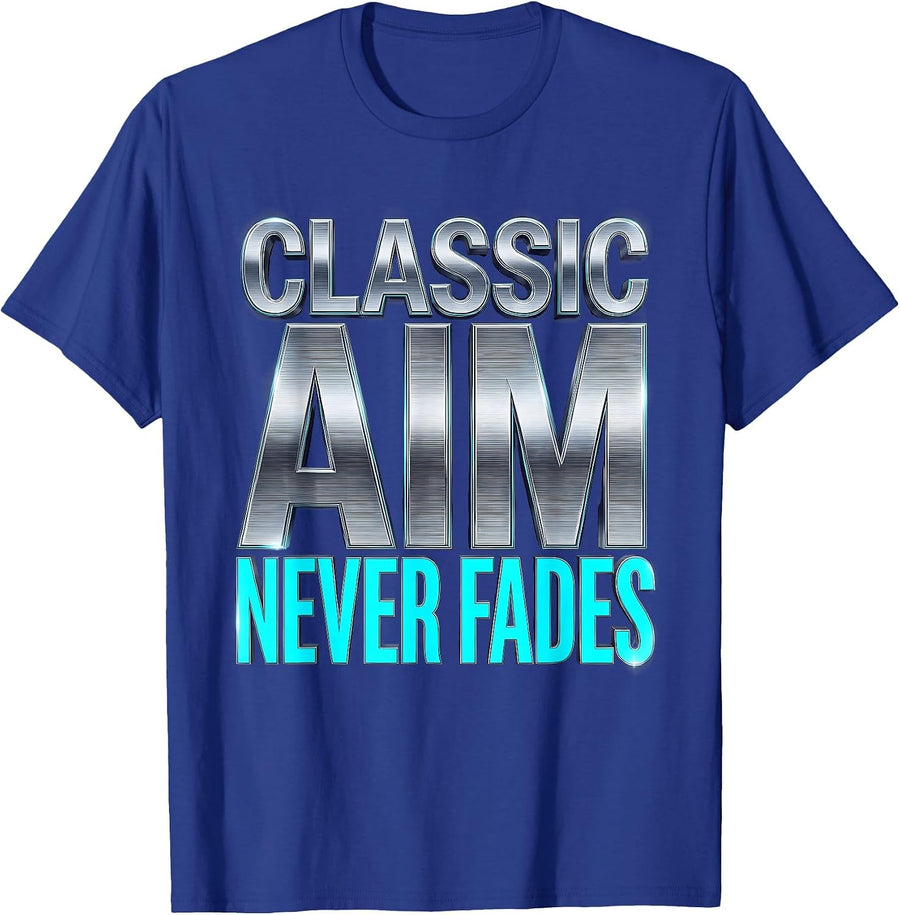 Retro Rifle Classic Aim Never Fades Men's Design T-Shirt - Royal Blue