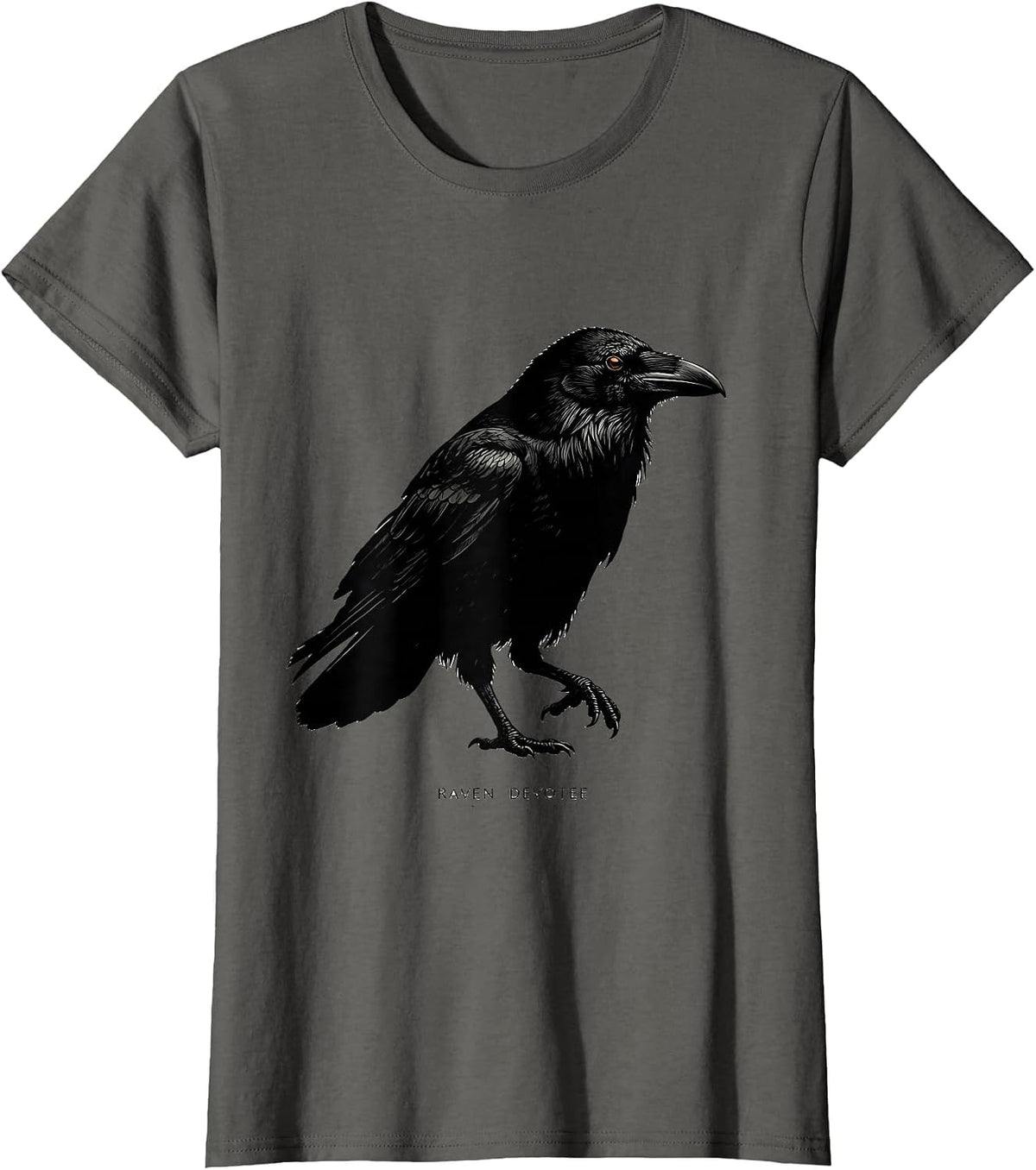 Women's Raven Devotee Gothic Bird Art Crow Silhouette T-Shirt - Asphalt Grey