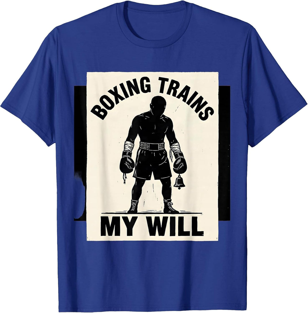 Boxing Trains My Will Linocut Boxing Fan Gift T-Shirt - Royal Blue