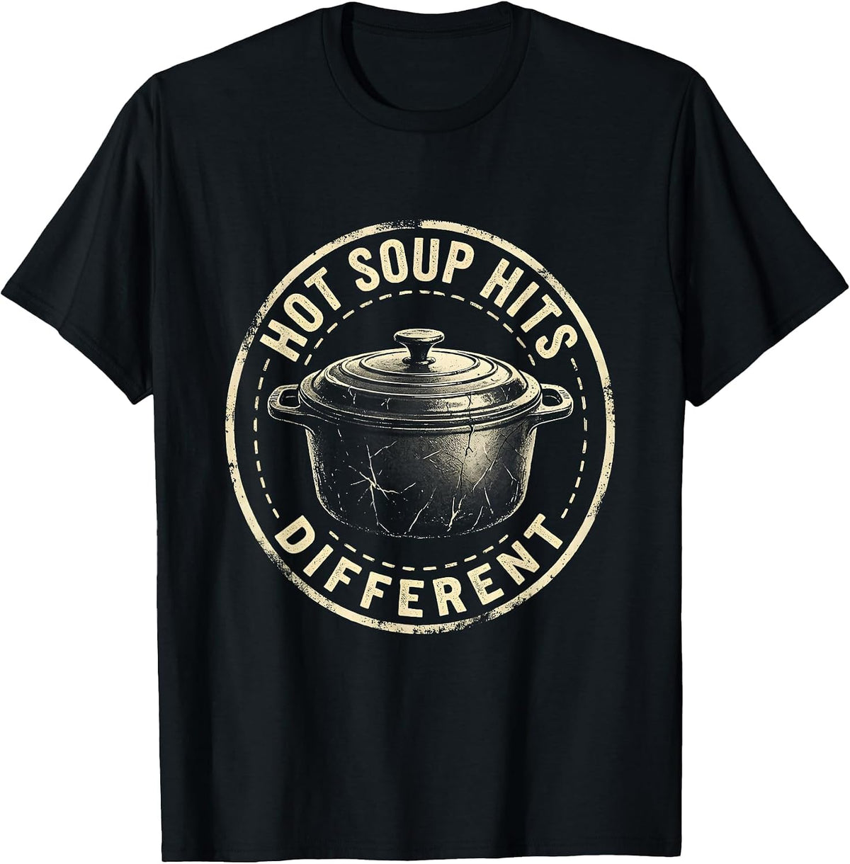 Men's Hot Soup Hits Different Fall Season Design T-Shirt - Black