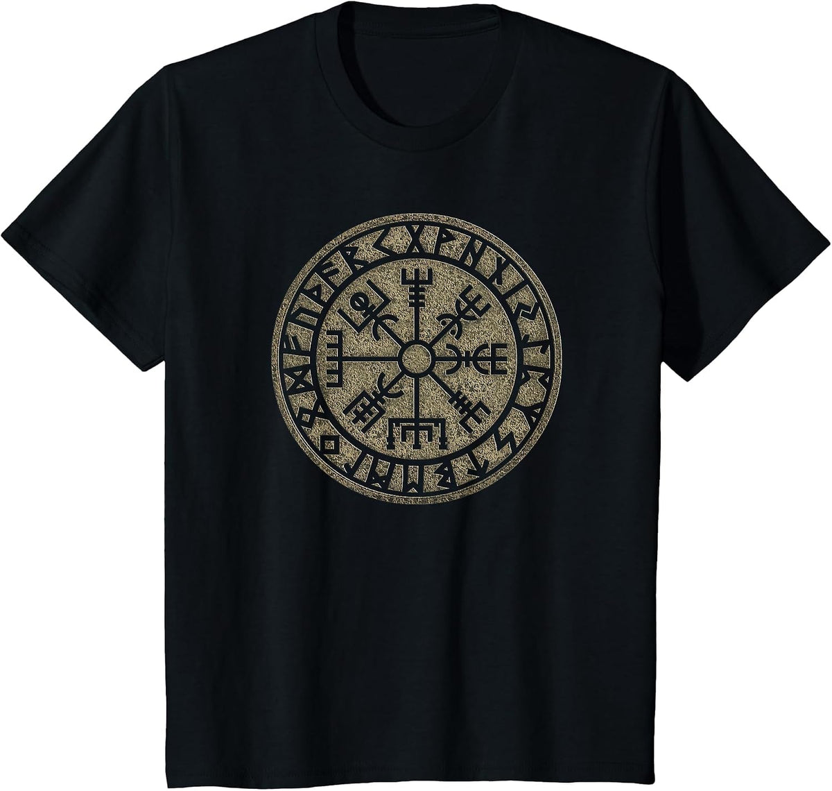 Vegvisir Viking Compass Runes Nordic Celtic Protection T-Shirt - Black