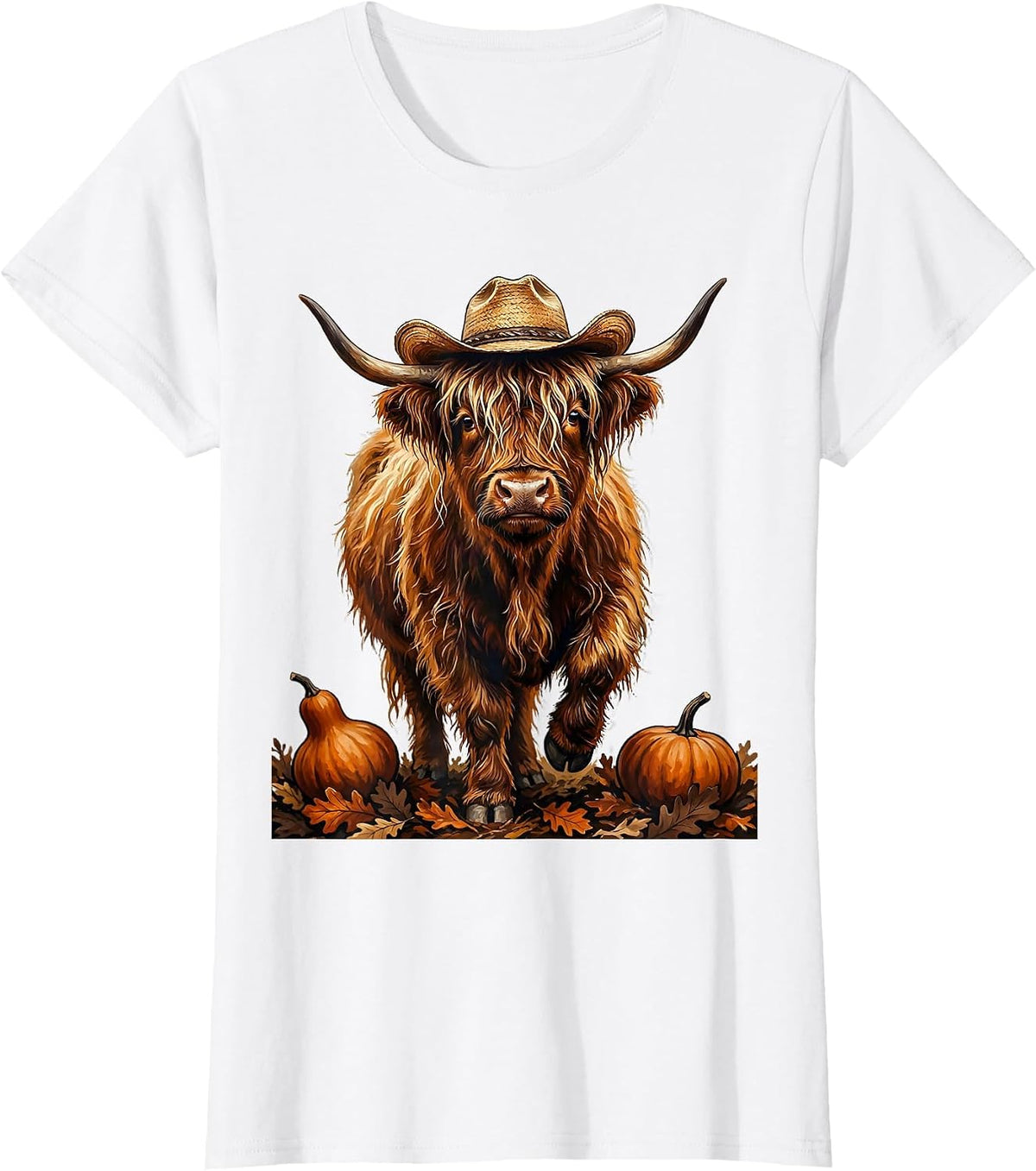 Highland Cow Halloween Costume Funny Fall Farm Animal T-Shirt - White