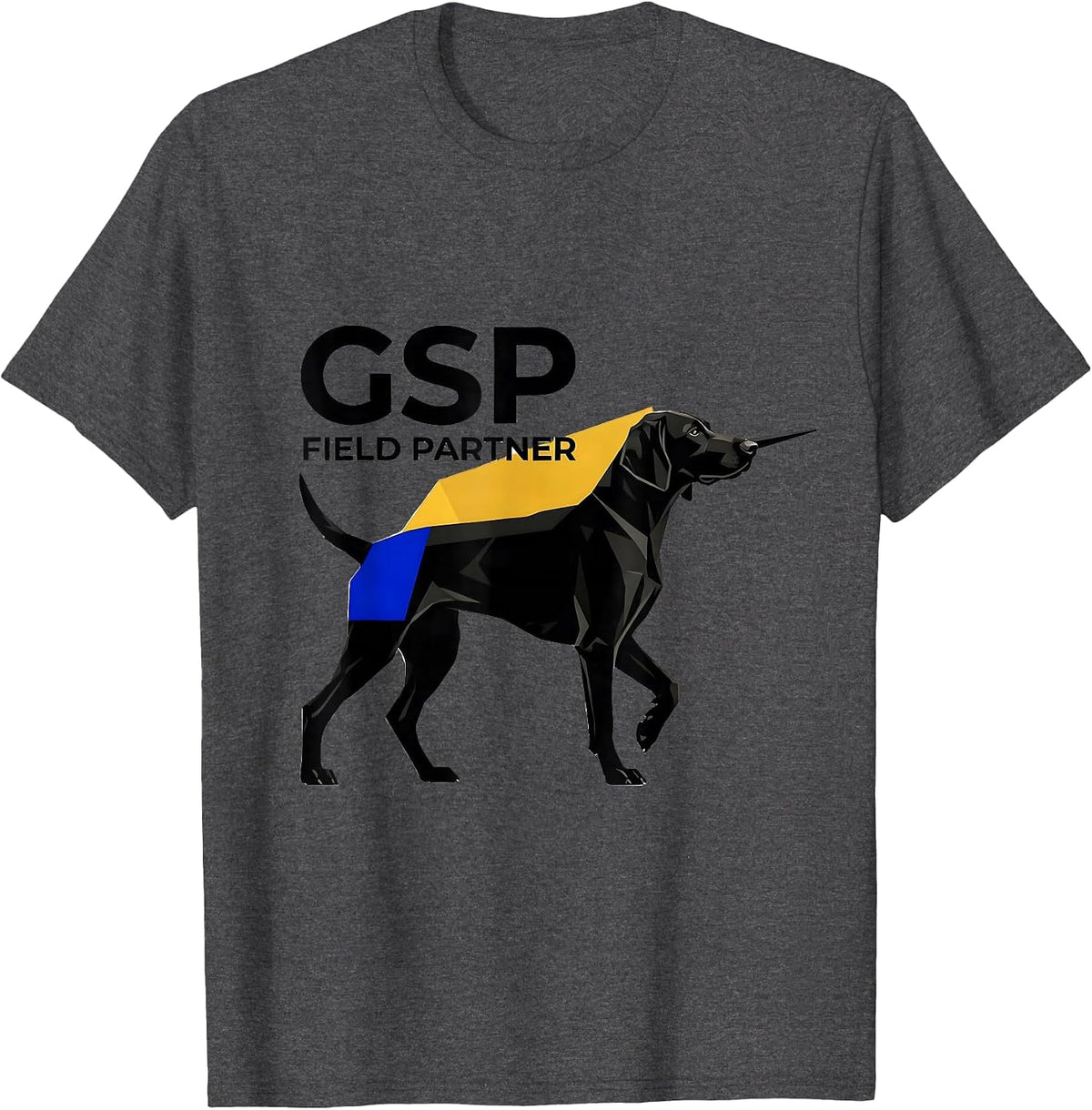 GSP Field Partner Geometric German Shorthaired Pointer Dog T-Shirt - Dark Heather Grey