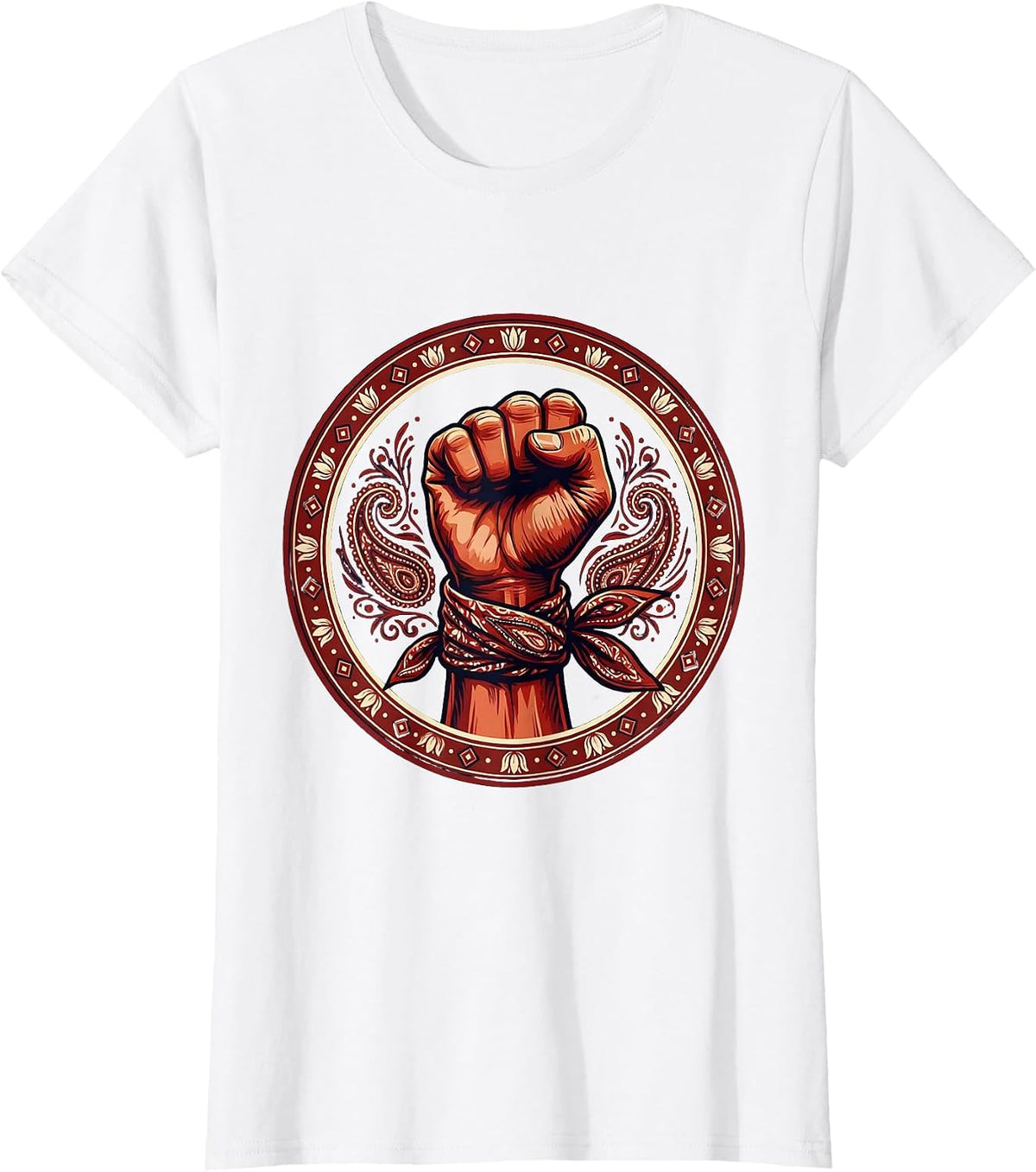 Bandana Wrapped Fist Graphic Tee T-Shirt - White
