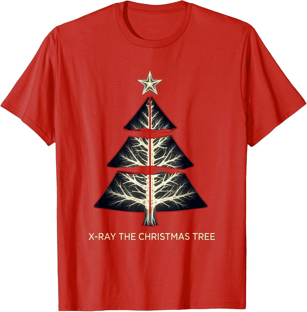 Men's X-Ray The Christmas Tree Funny Radiology Tech Christmas T-Shirt - Red