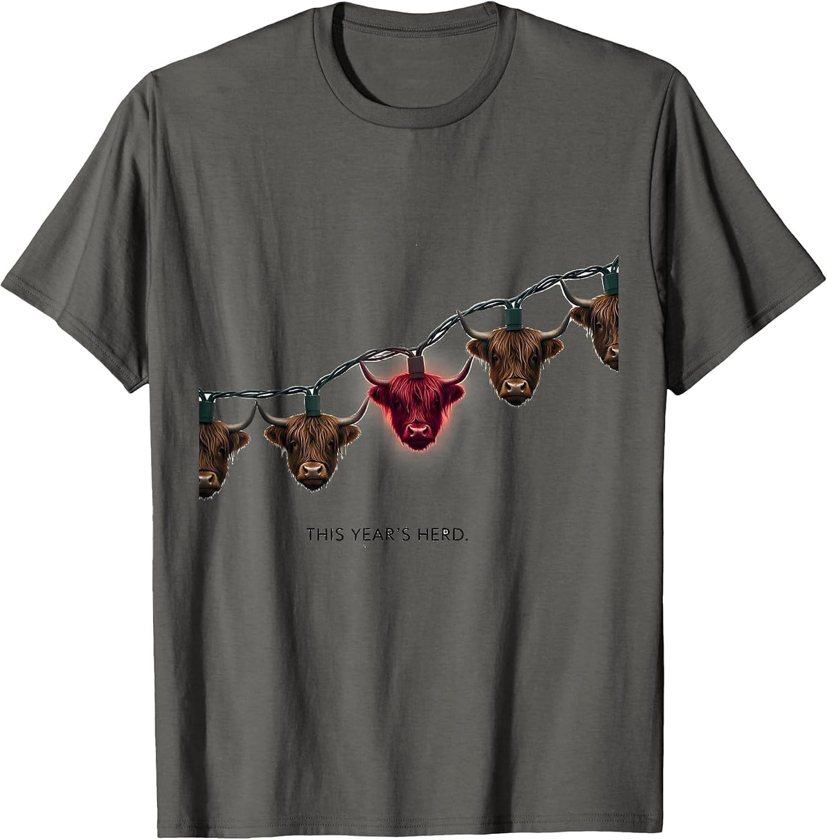 This Year's Herd Funny Highland Cow Christmas Farm Humor T-Shirt - Asphalt Grey