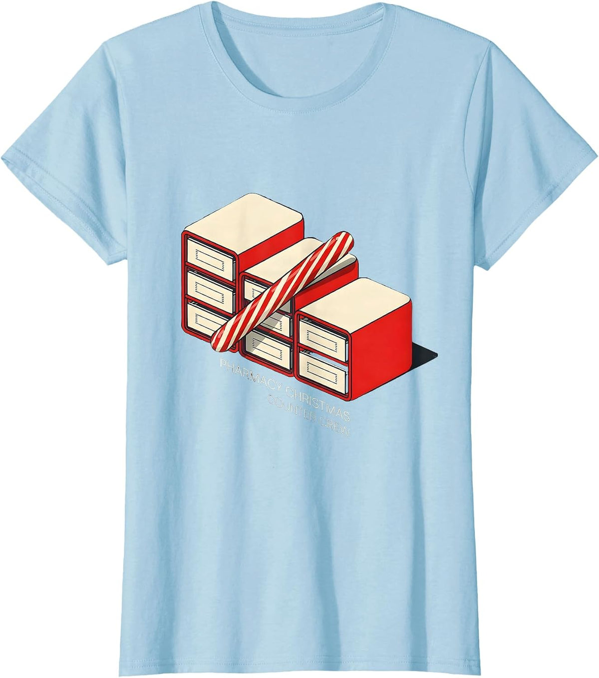Women's Pharmacy Christmas Counter Crew Funny Pharmacist Tech T-Shirt - Baby Blue