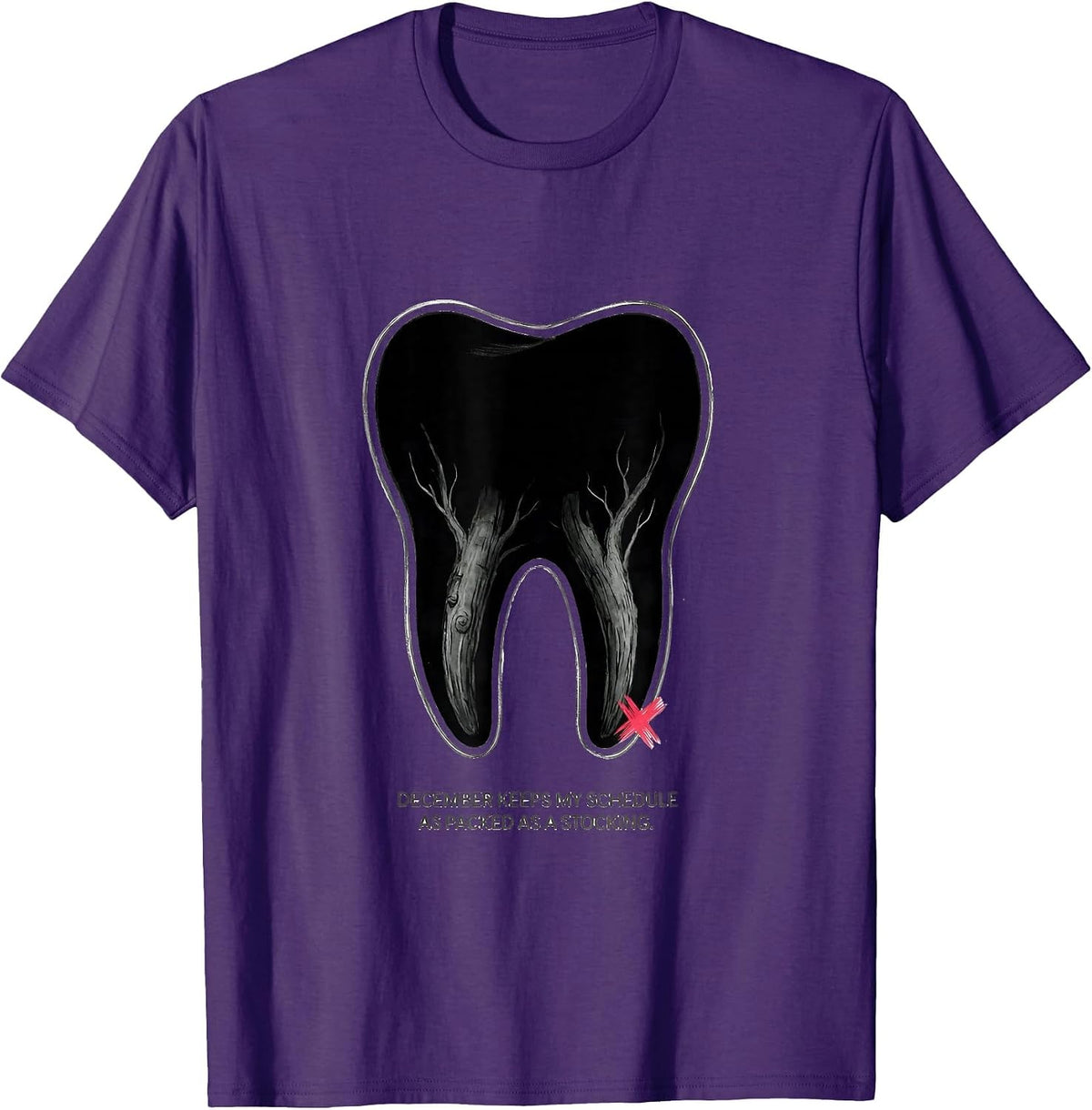 December Keeps My Schedule As Packed As A Stocking Funny T-Shirt - Purple