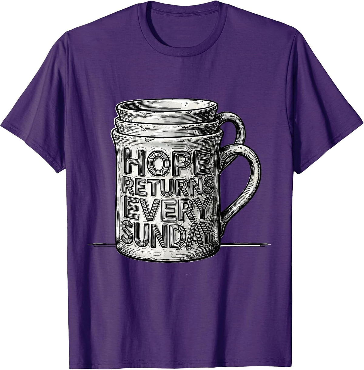 Men's Hope Returns Every Sunday Football Lineman Humor Casual Wear T-Shirt - Purple