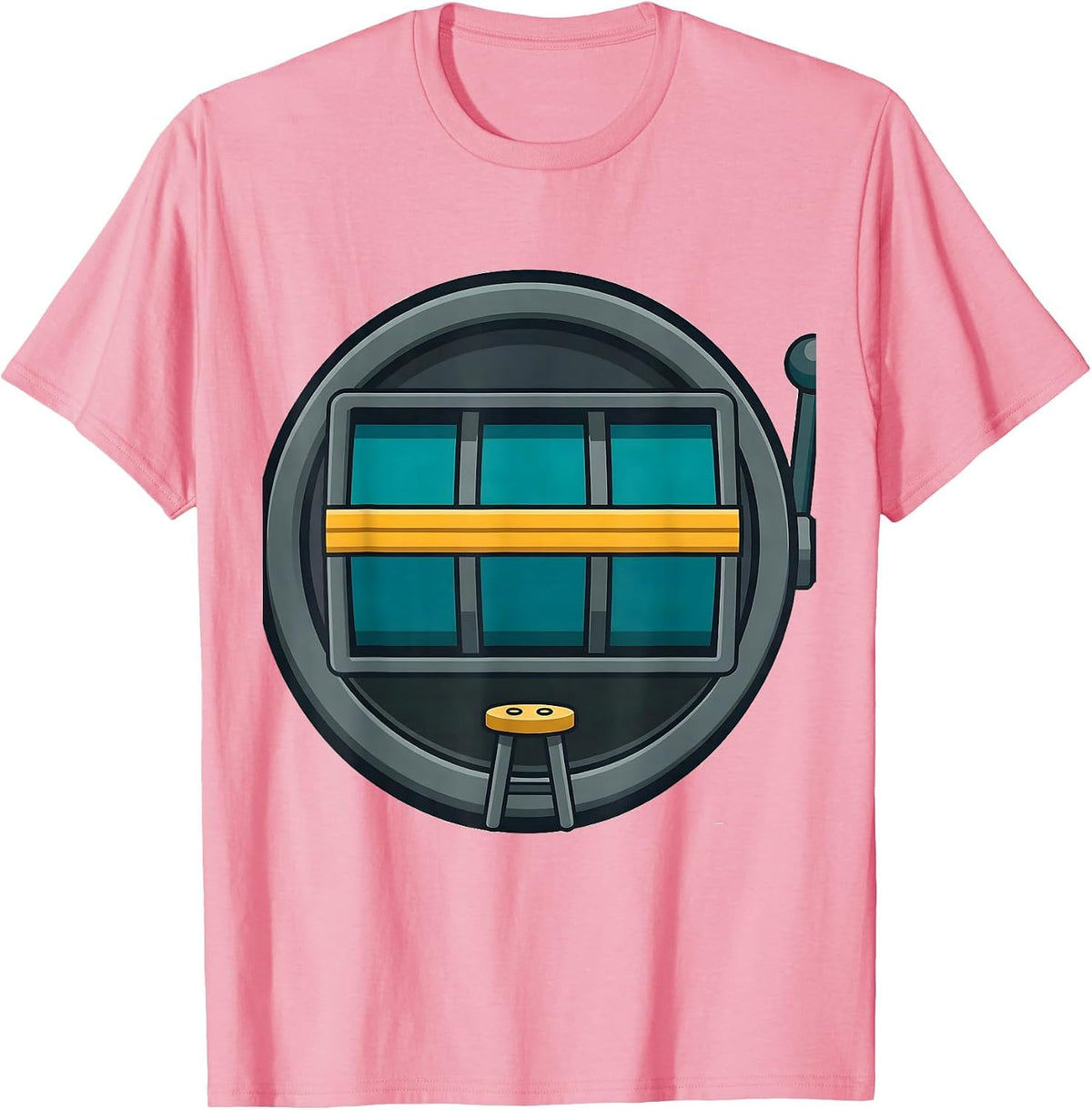 Men's Sealed Reel Badge Flat Vector Casino Gambler Gift T-Shirt - Pink