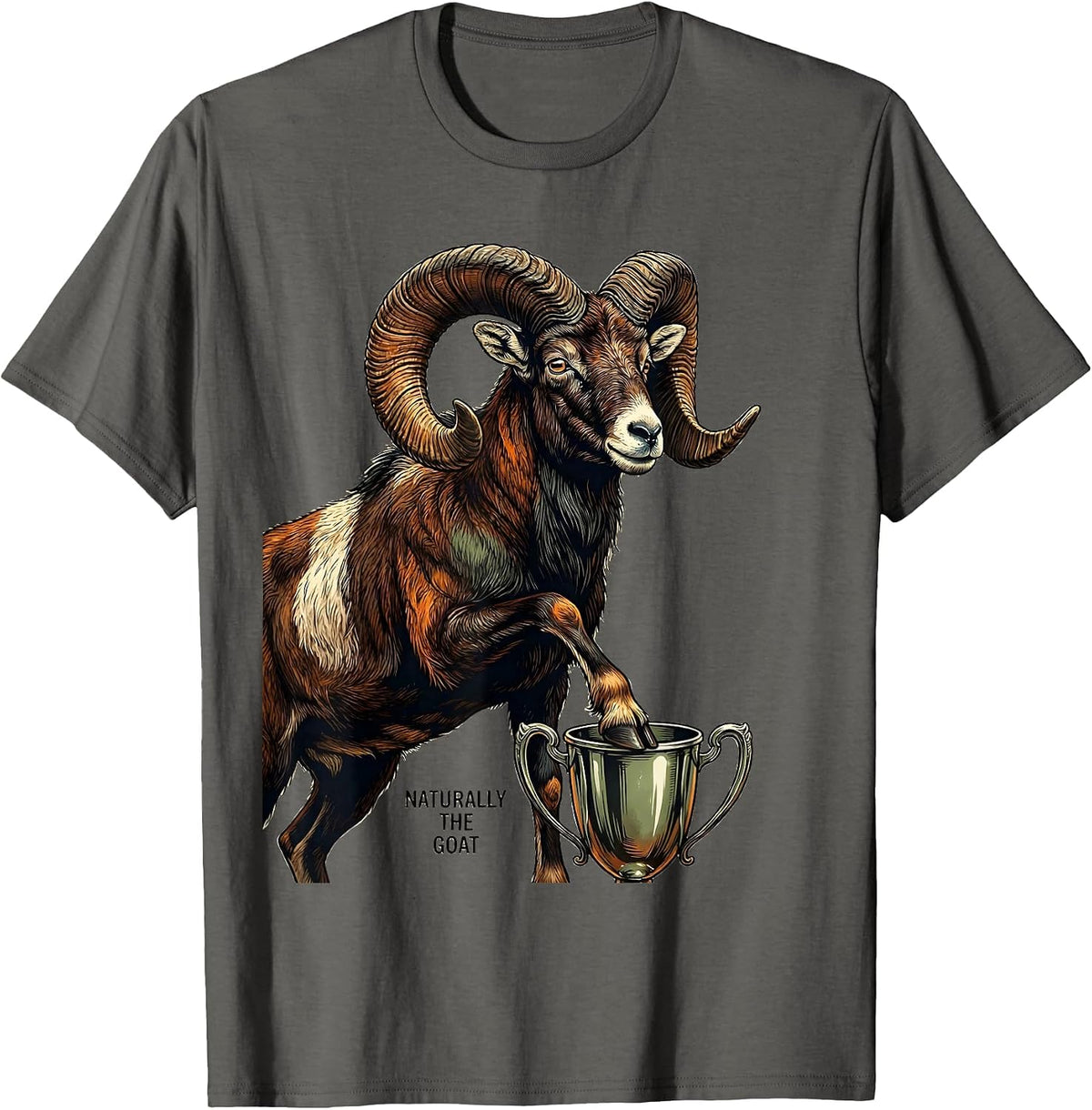 Men's Naturally The GOAT Funny Farm Animal Humor Novelty T-Shirt - Asphalt Grey