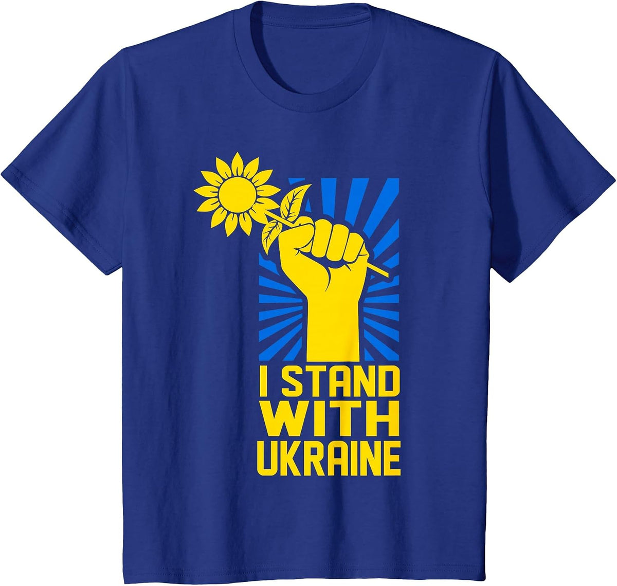 I Stand with Ukraine Sun-Flower Support Ukraine Ukrainian T-Shirt - Royal Blue