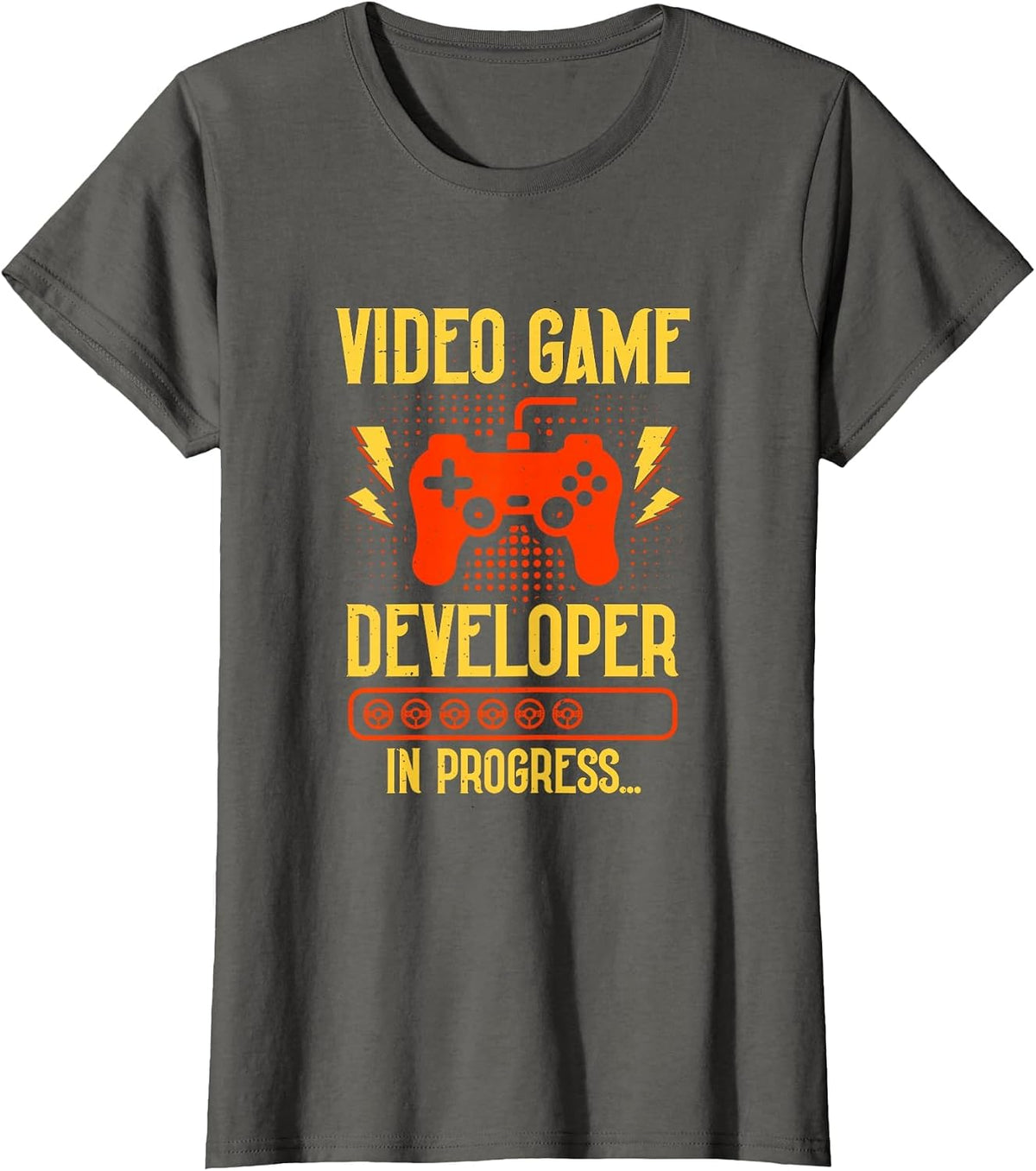 Video Game Developer in Progress Programmer Game Maker T-Shirt - Asphalt Grey