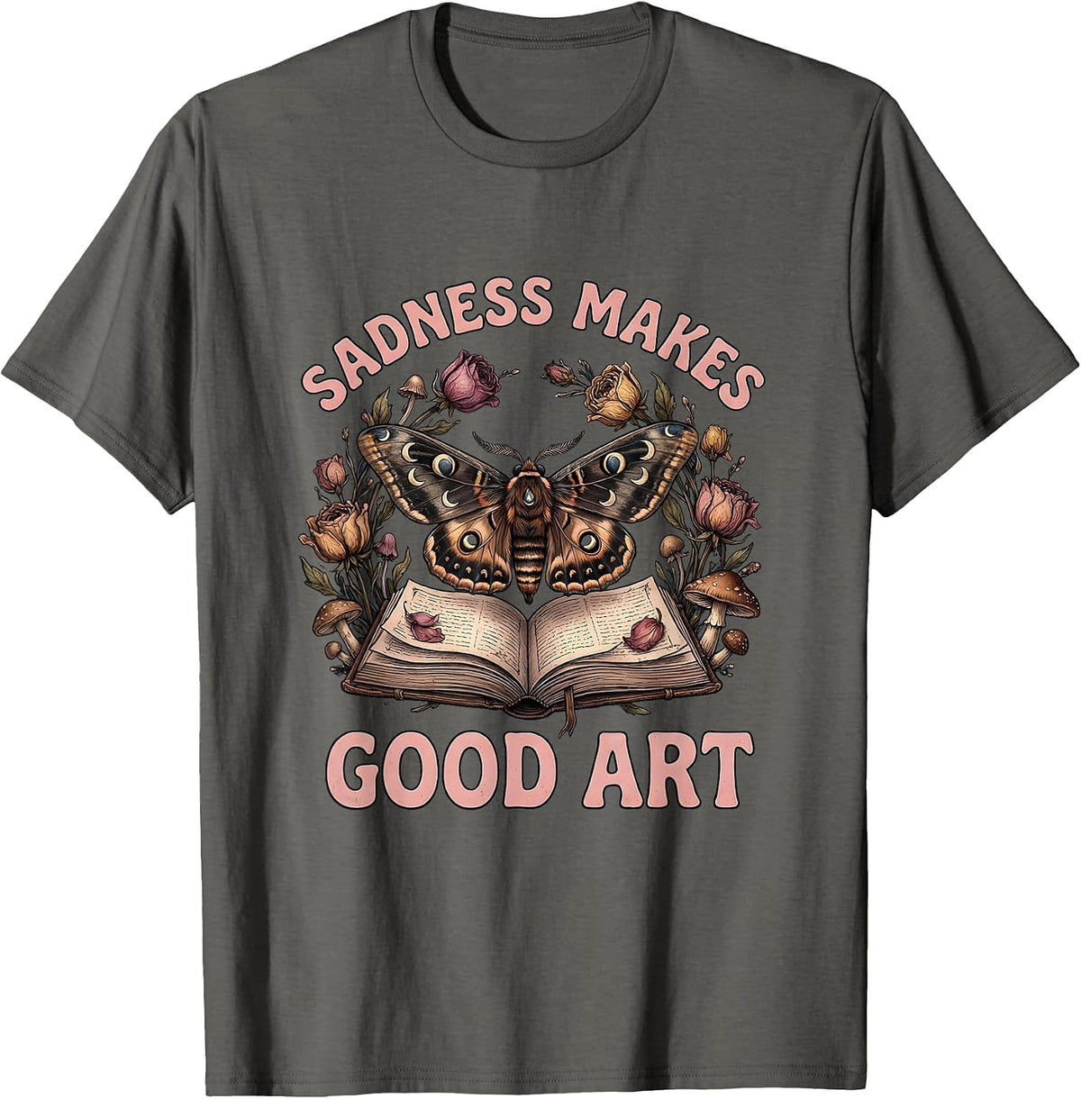 Sadness Makes Good Art Emo Quote Design T-Shirt - Asphalt Grey