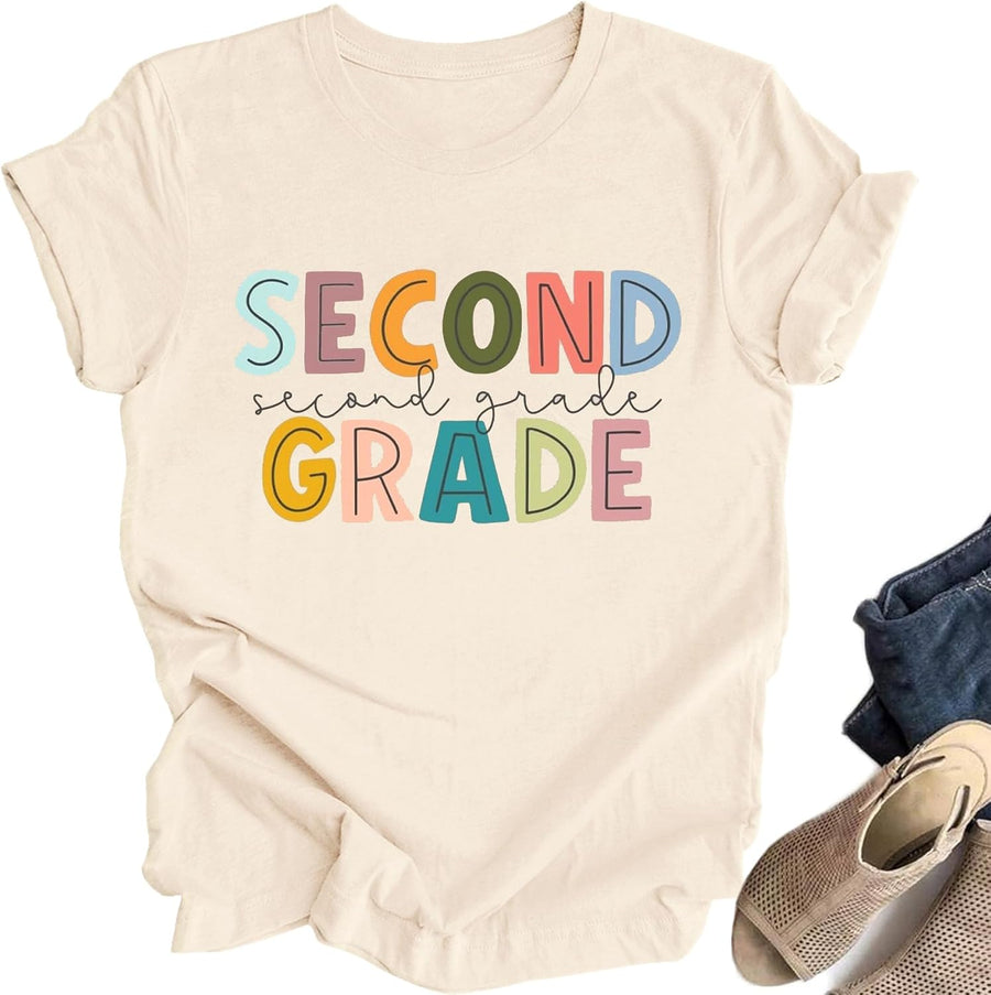 Teacher Tshirt Women First Day of School Shirt Back to School Outfit - 2nd-apricot