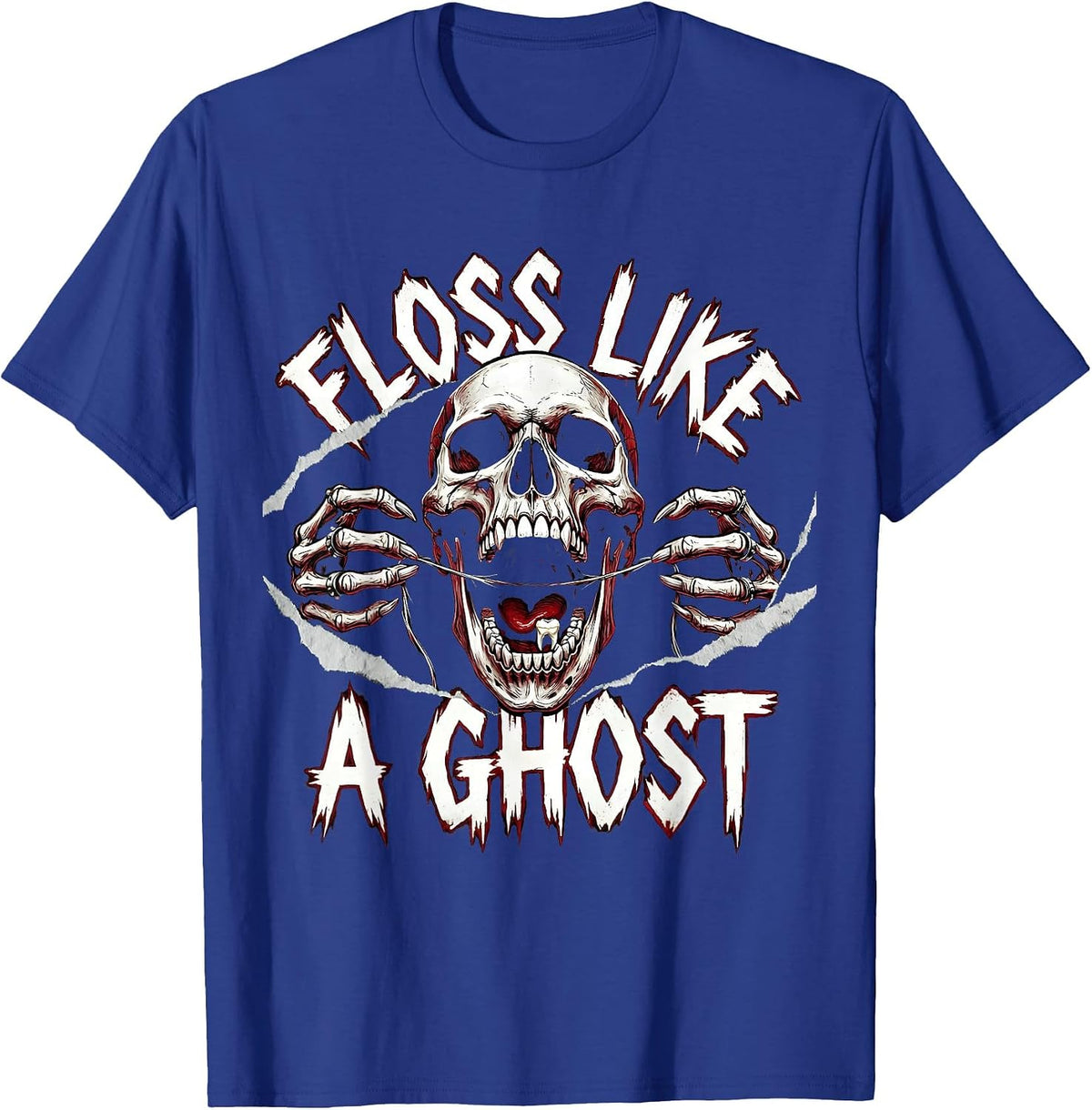Boo Crew Dentist Floss Like A Ghost Halloween T-Shirt - Royal Blue