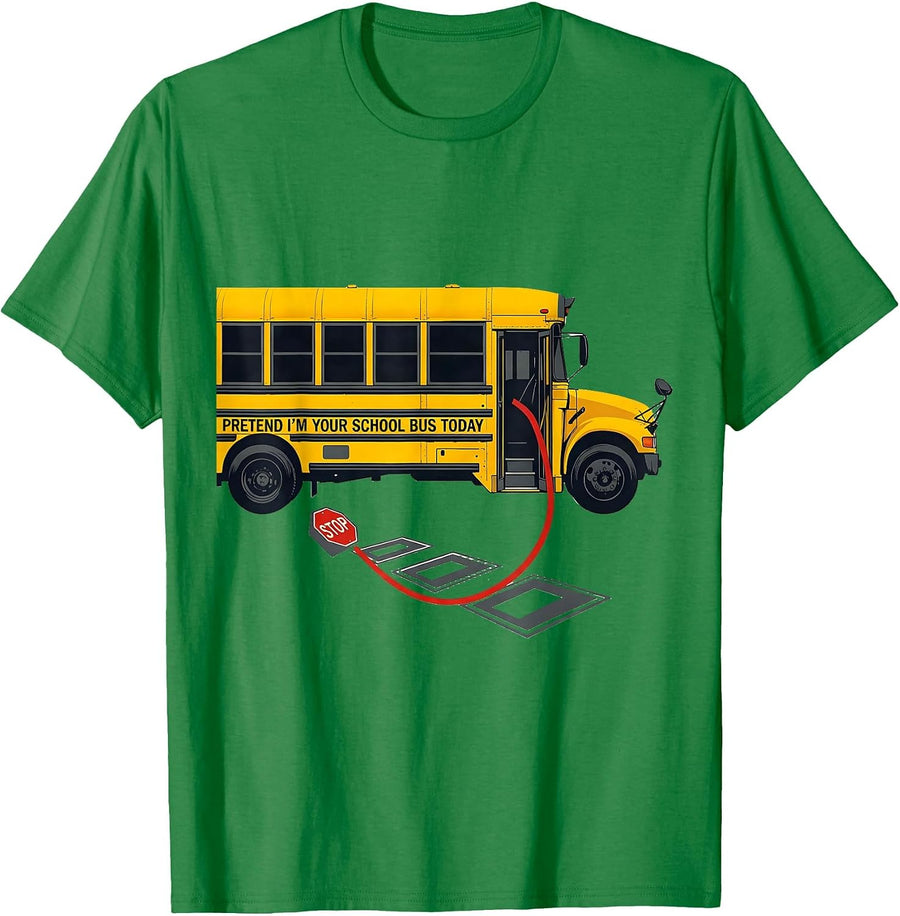 Men's Pretend I'm Your School Bus Today Funny Halloween Costume T-Shirt - Kelly Green