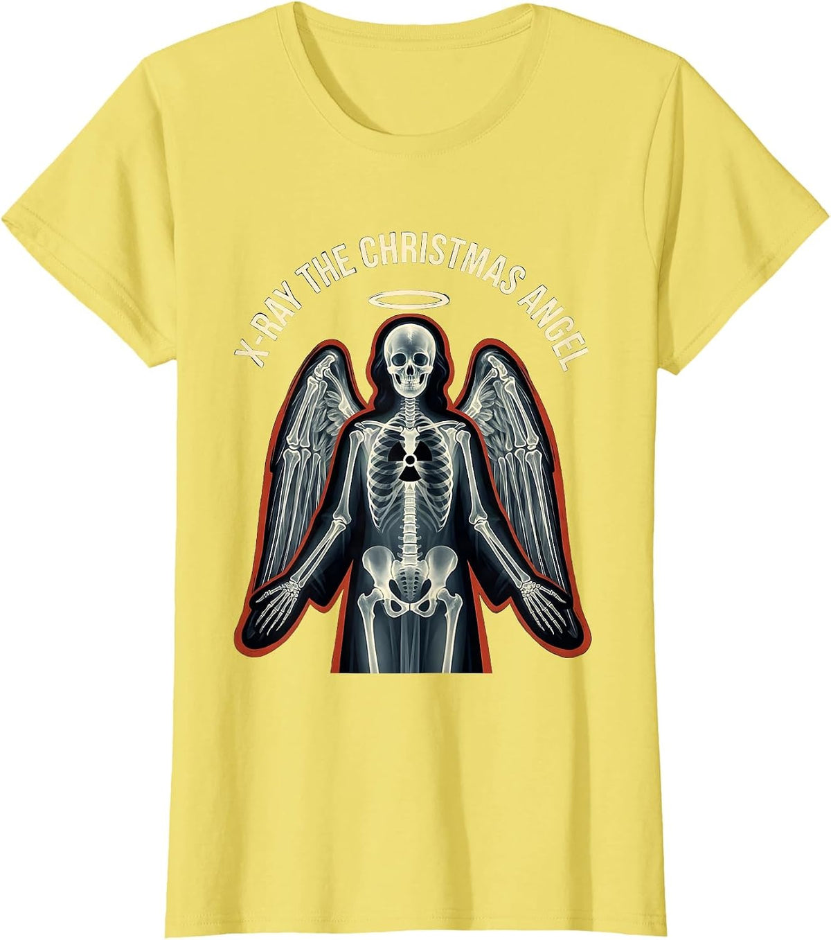 Women's X-Ray The Christmas Angel Funny Radiology Tech Christmas T-Shirt - Lemon Yellow