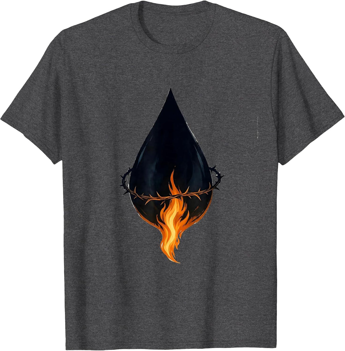 Falling Teardrop Flame Grunge Alt Streetwear Goth T-Shirt - Dark Heather Grey