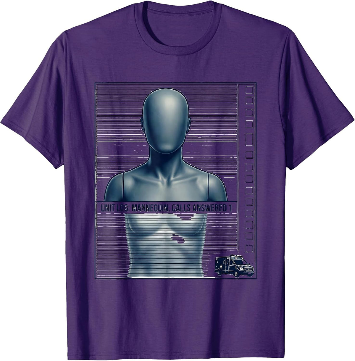 Unit Log Mannequin Calls Answered 1 Funny EMT Paramedic Gag T-Shirt - Purple