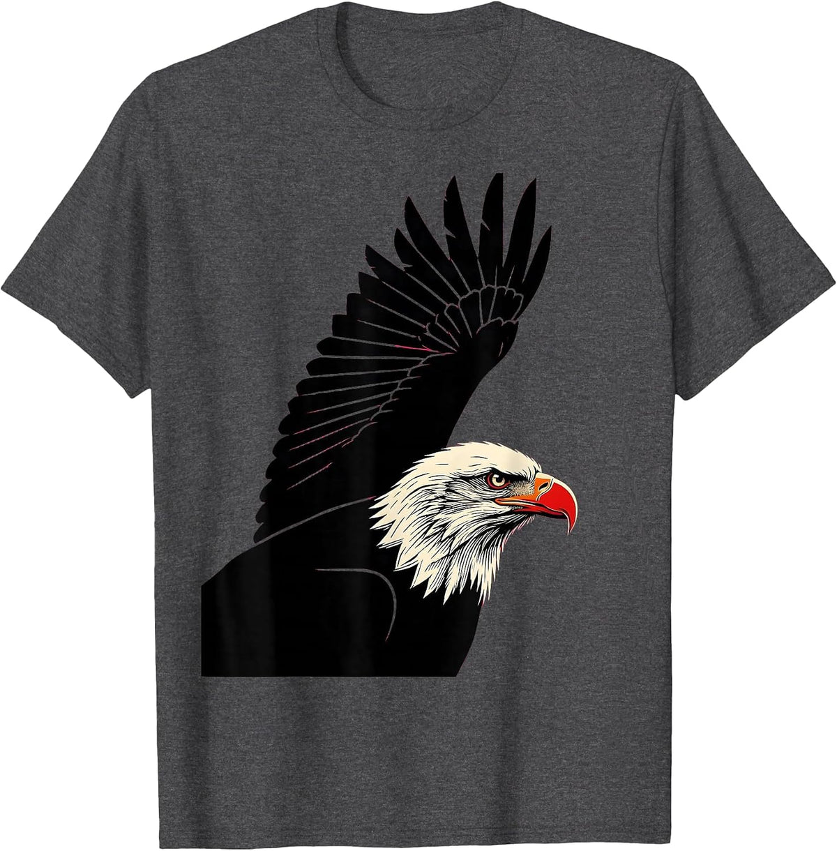 Bald Eagle Stencil Graphic Mascot Pride T-Shirt - Dark Heather Grey