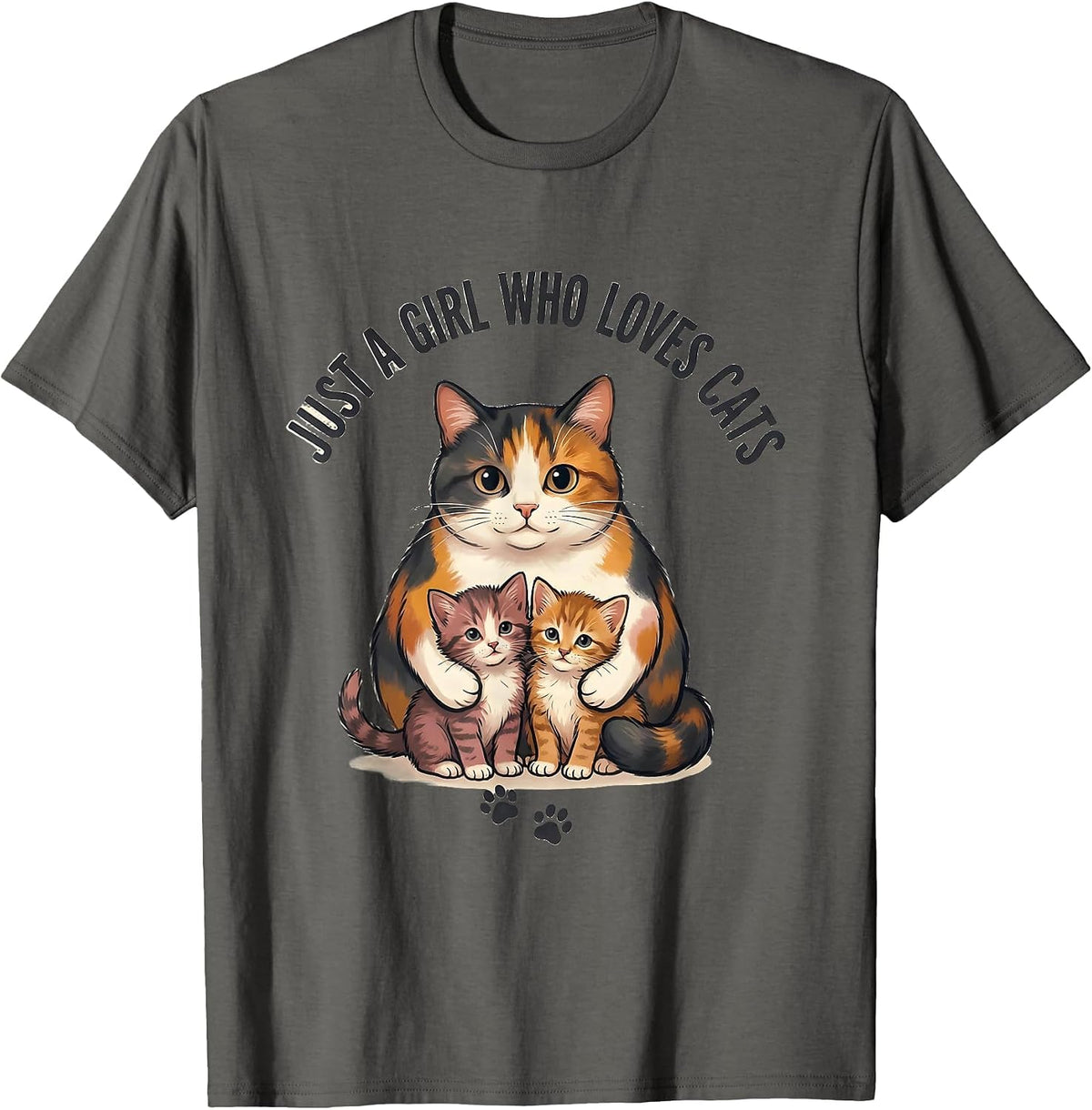 Men's Just A Girl Who Loves Cats Cute Cat Lover Kawaii Gift T-Shirt - Asphalt Grey