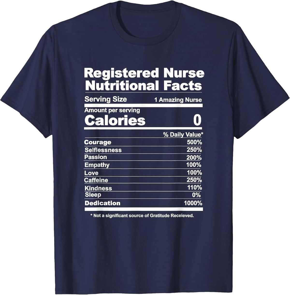Registered Nurse Nutritional Facts T-Shirt - Navy Blue