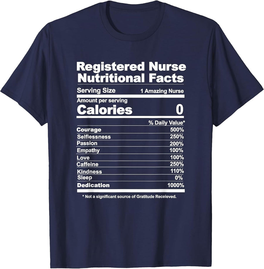 Registered Nurse Nutritional Facts T-Shirt - Navy Blue