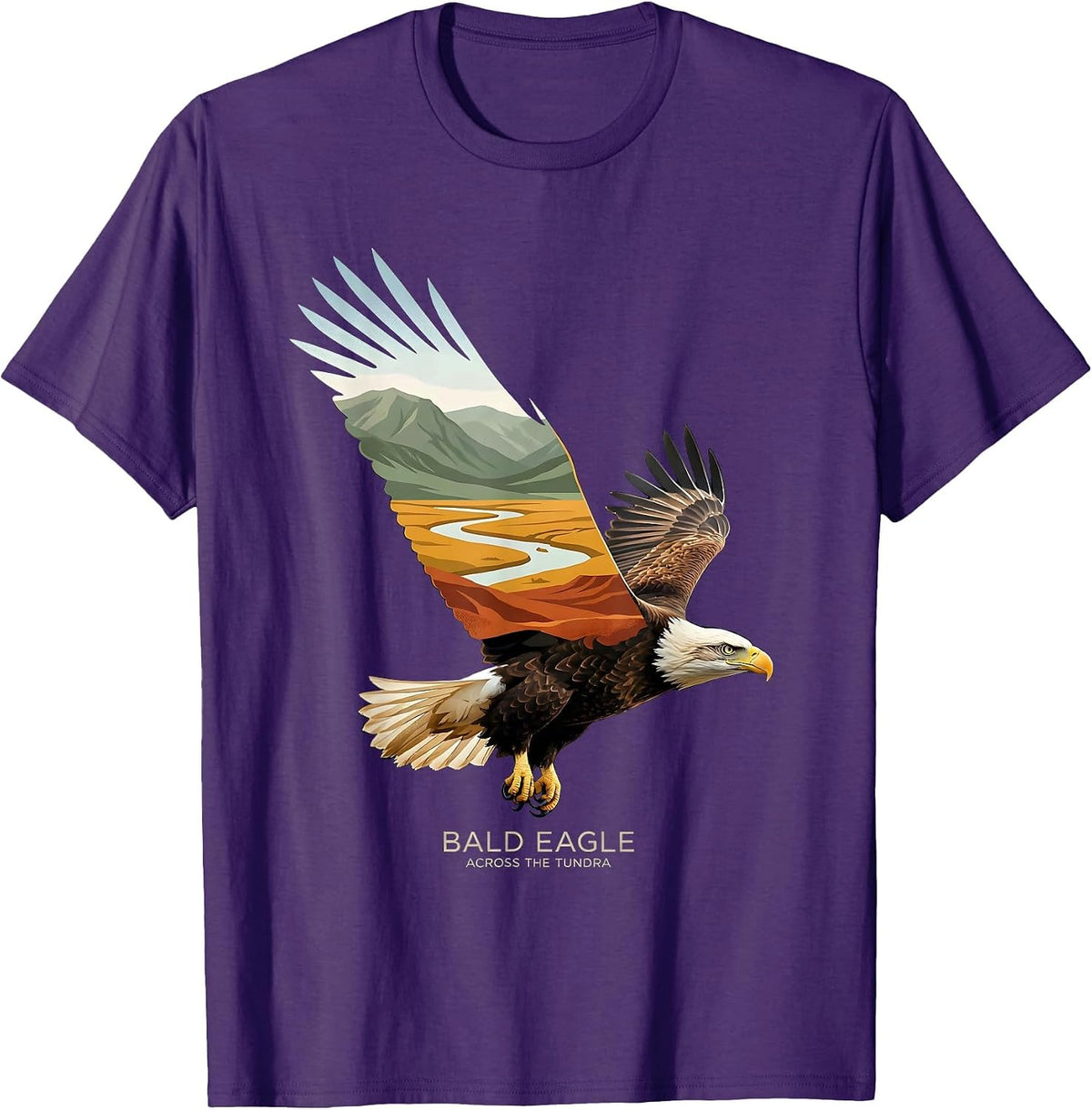 Men's Bald Eagle Across The Tundra Vintage Patriotic Bird Lover T-Shirt - Purple
