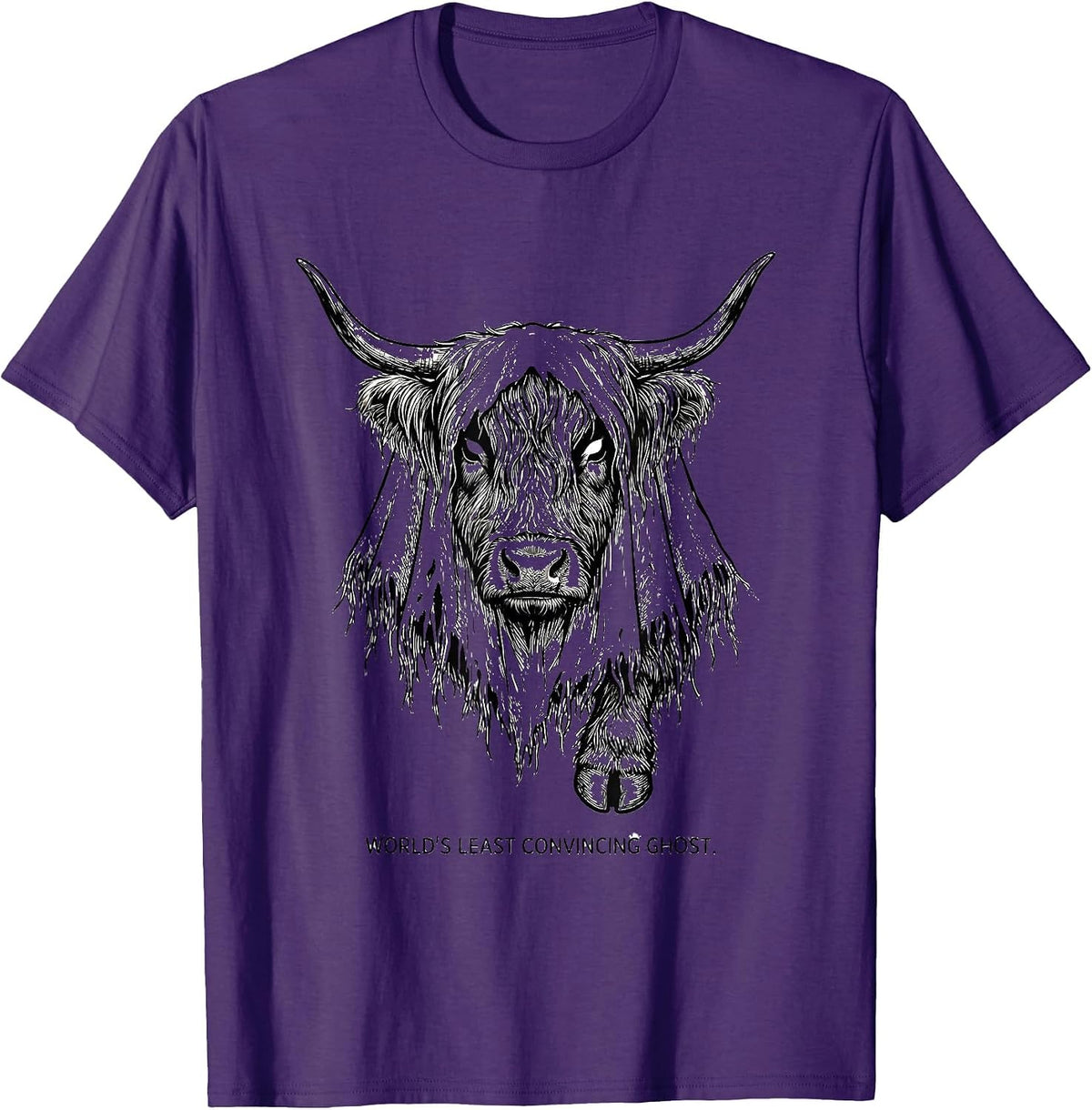 World's Least Convincing Ghost Funny Highland Cow Halloween T-Shirt - Purple
