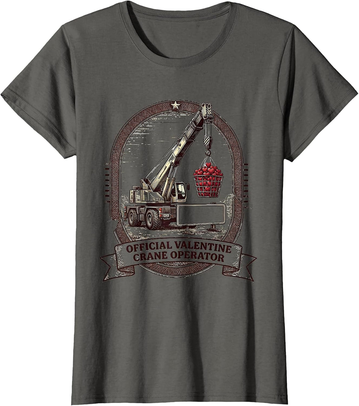 Women's Official Valentine Crane Operator Funny Toddler Boy T-Shirt - Asphalt Grey