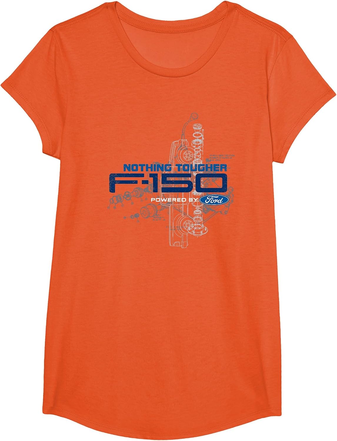 F-150 Engine Schematic T-Shirt - Girls Orange