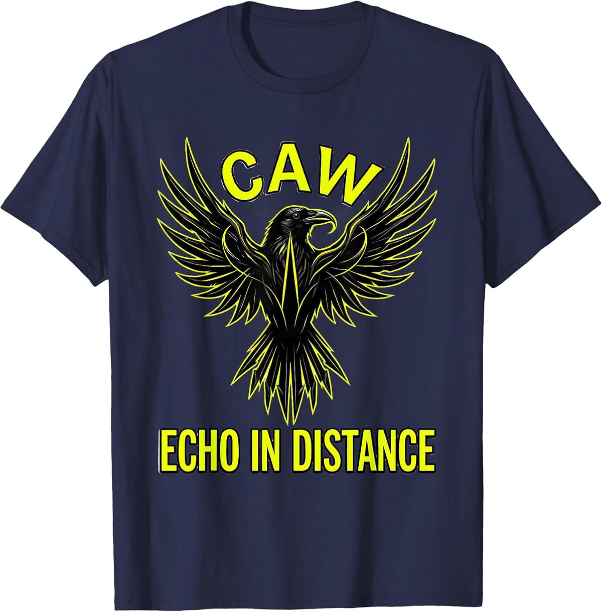 Men's Caw Echo In Distance Crow Nature Design T-Shirt - Navy Blue