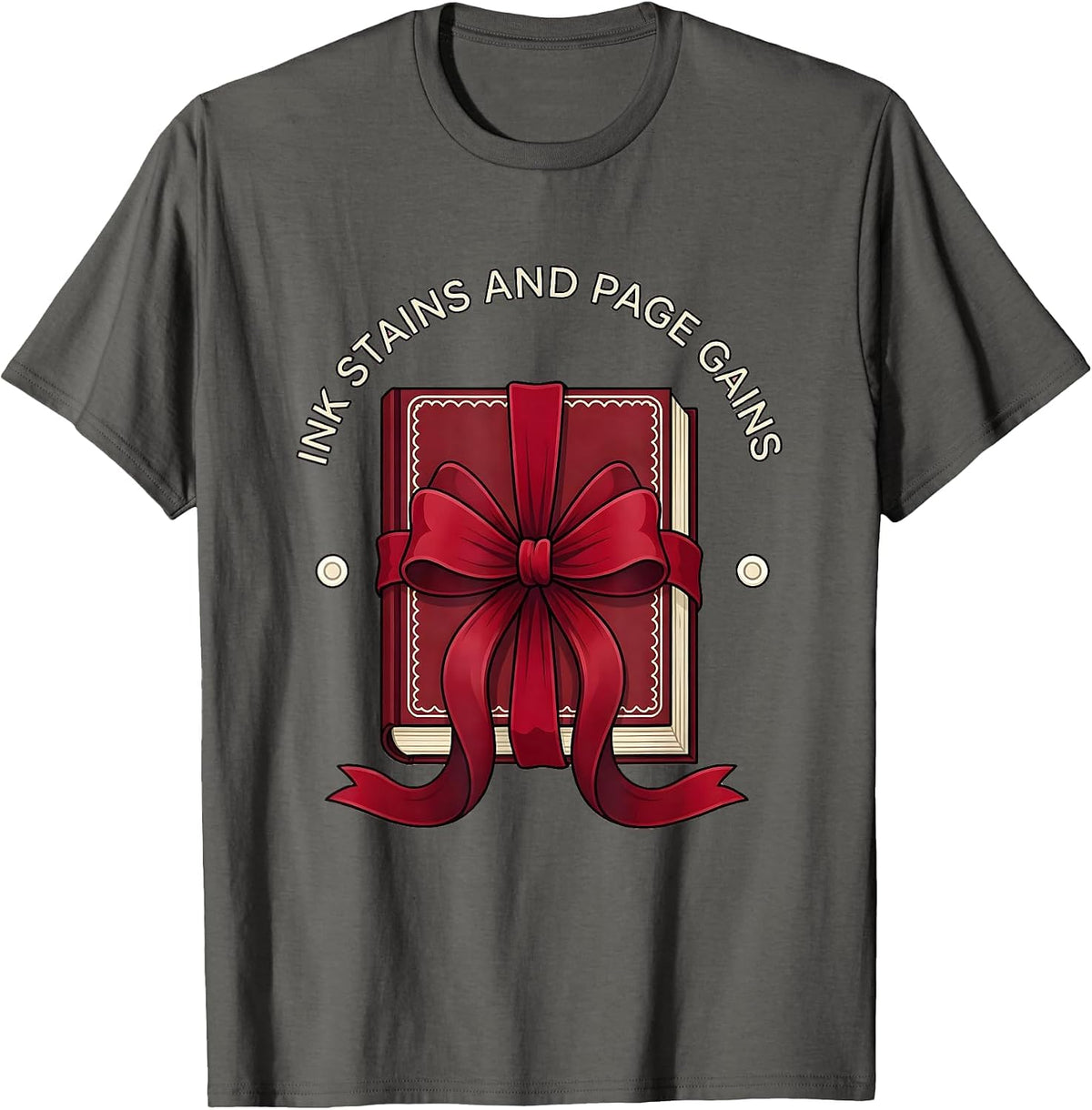 Men's Ink Stains And Page Gains English Teacher Design T-Shirt - Asphalt Grey
