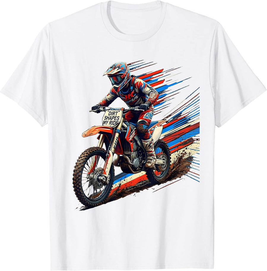 Men's Dirt Shapes My Ride Futurist Dynamism Motocross Dirt Bike T-Shirt - White
