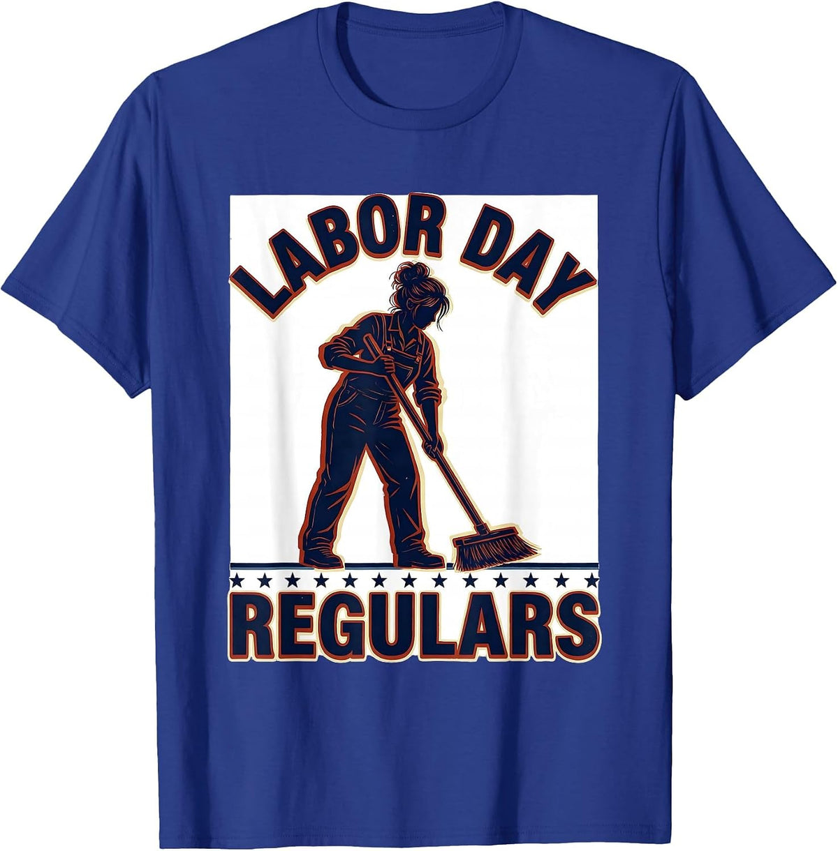 Labor Day Regulars Patriotic Messy Bun Woman Holiday T-Shirt - Royal Blue