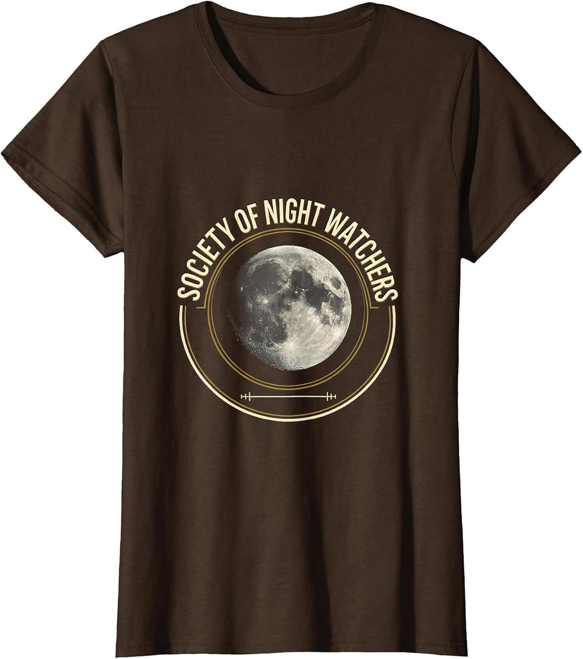 Women's Society of Night Watchers Celestial Moon Phase Science T-Shirt - Brown