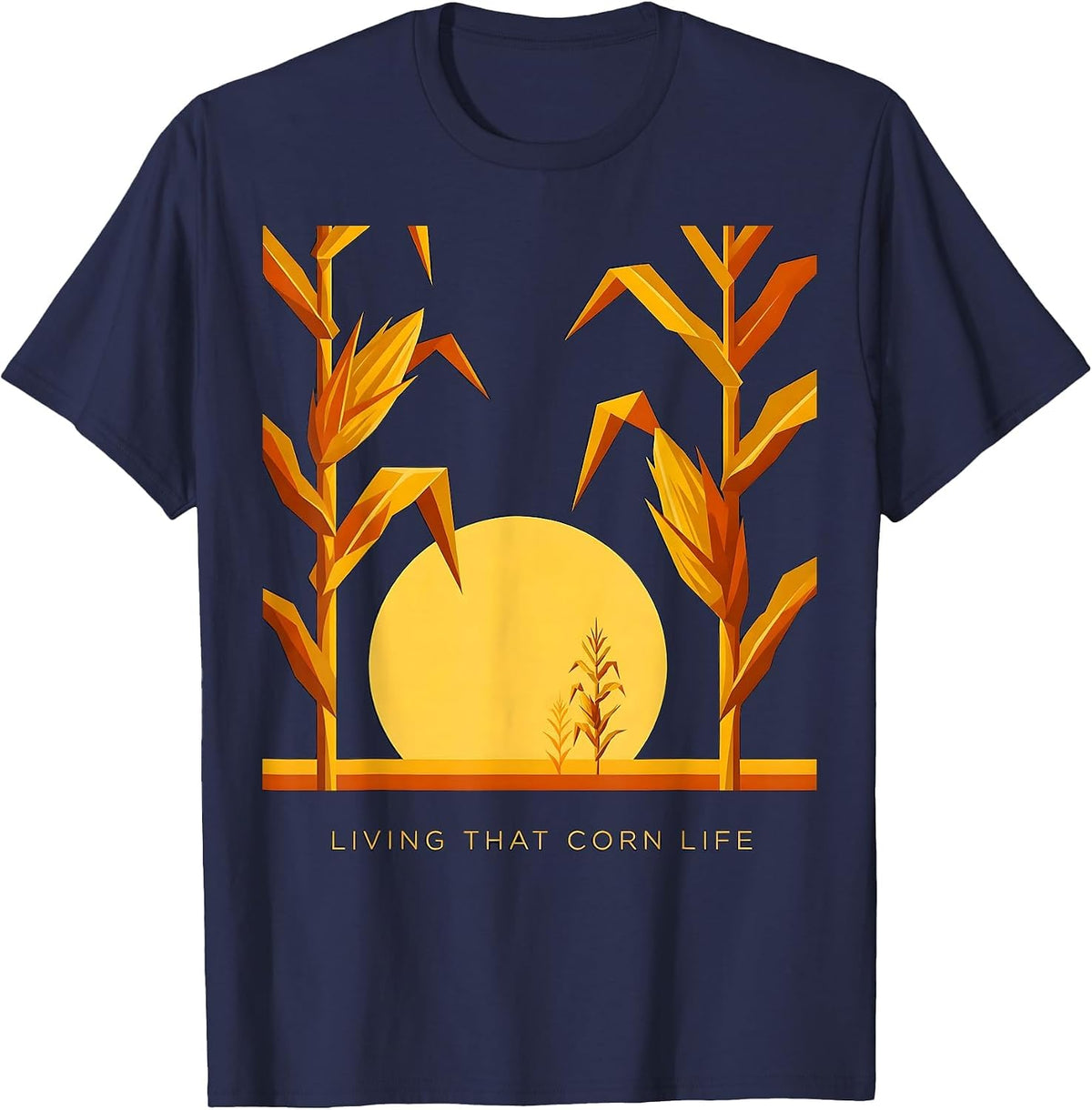 Men's Living That Corn Life Funny Farming Design T-Shirt - Navy Blue