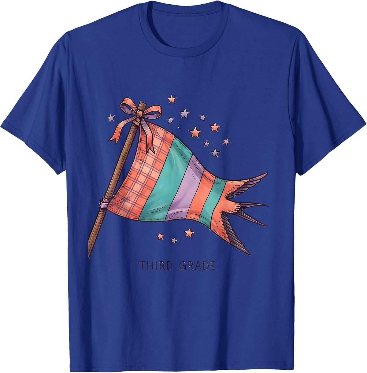 Men's Third Grade Pennant Flag Back To School Girls Teacher T-Shirt - Royal Blue