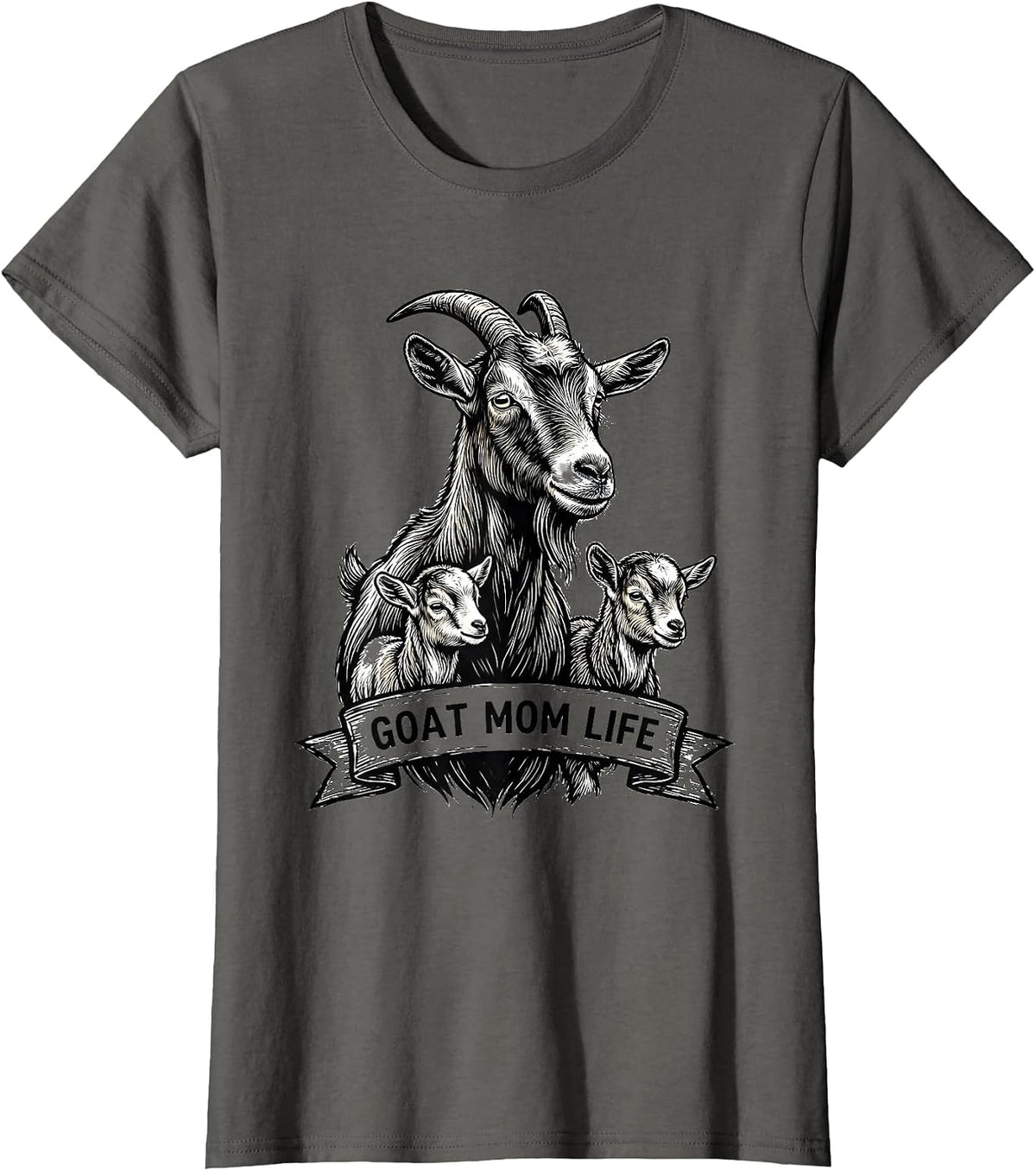 Women's Goat Mom Life Proud Goat Lover Design T-Shirt - Asphalt Grey