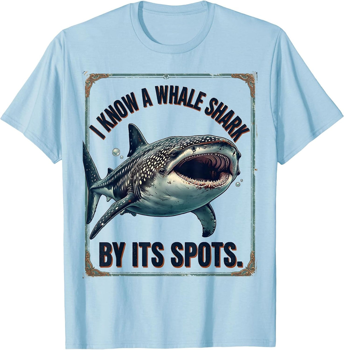 Men's I Know A Whale Shark By Its Spots Vintage Whale Shark Lover T-Shirt - Baby Blue
