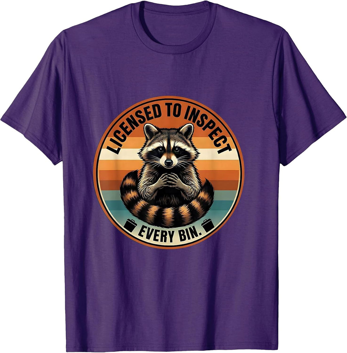 Men's Licensed To Inspect Every Bin Funny Raccoon Meme Humor T-Shirt - Purple
