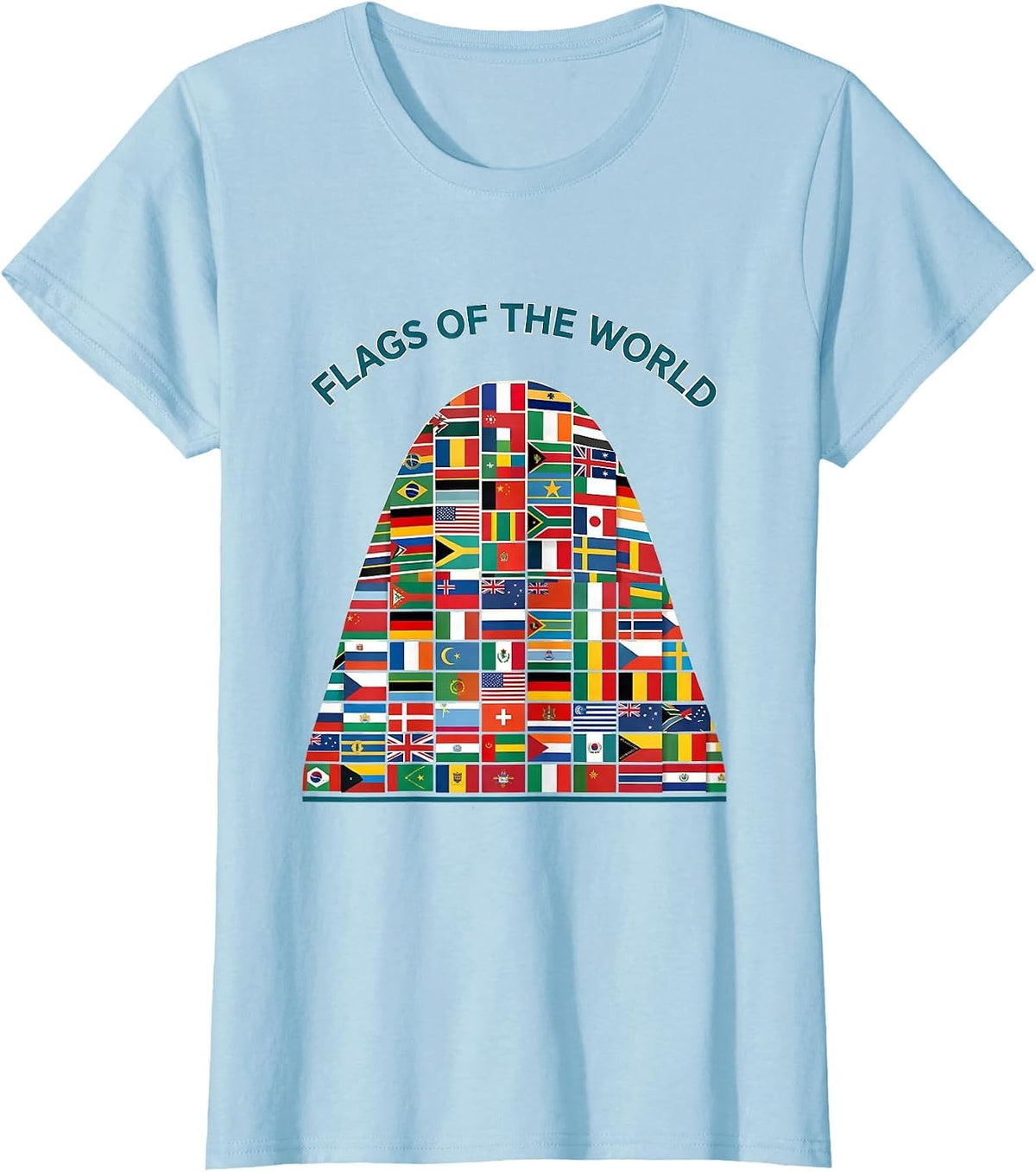 Women's Flags Of The World Geography Lover World Traveler Gift T-Shirt - Baby Blue